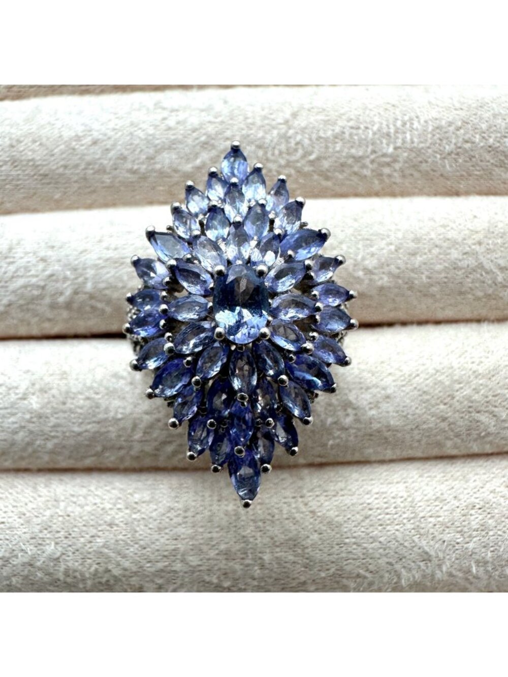 Chuck Clemency Sterling Silver Ring Amethyst Cluster Statement Jewelry Size 8 - Picture 6 of 6